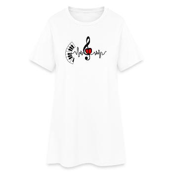 Piano Cardio Herzfrequenz und Herz in der Mitte - Frauen T-Shirt-Kleid - Weiß - Vorne