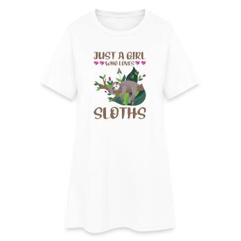 Paresseux - Robe T-shirt Femme - blanc - Devant