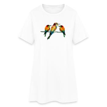 Geometrischer Kingfisher-Trio - Frauen T-Shirt-Kleid - Weiß - Vorne
