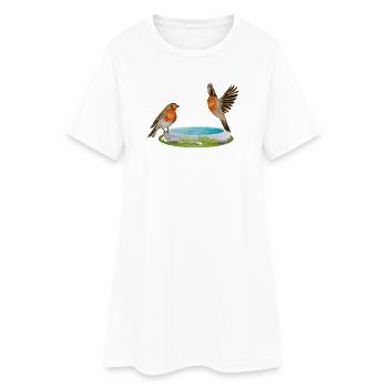 Potions d’oiseaux avec deux rouges-gorges hilares - Robe T-shirt Femme - blanc - Devant