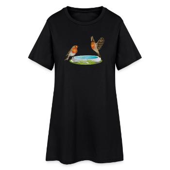 Potions d’oiseaux avec deux rouges-gorges hilares - Robe T-shirt Femme - noir - Devant