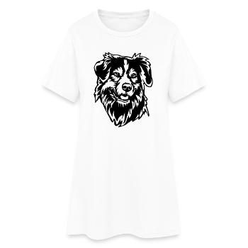 Australian Shepherd Head - Women’s T-Shirt Dress - white - Front