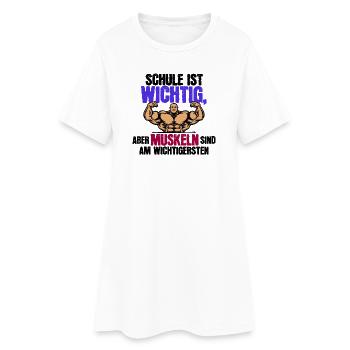 Fitness Lustige Sprüche Muskeln - Frauen T-Shirt-Kleid - Weiß - Vorne