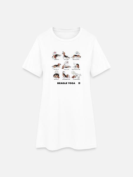 BEAGLE YOGA - Robe T-shirt Femme - blanc