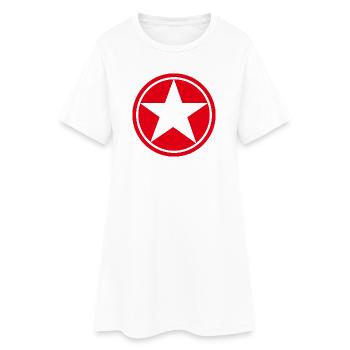 Stern im roten fünfzackigen Kreis-Pentagramm - Frauen T-Shirt-Kleid - Weiß - Vorne