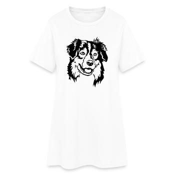 Tête de Shepherd australien - Robe T-shirt Femme - blanc - Devant