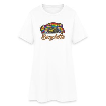 Bunte Fahrradromantik mit Regenbogen Bicyclette - Frauen T-Shirt-Kleid - Weiß - Vorne