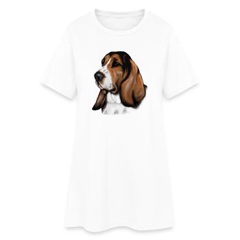 Basset Portrait - Robe T-shirt Femme - blanc - Devant