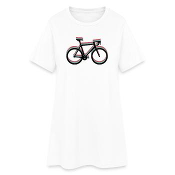 Road bike in tricolor - red, black, blue (turquoise) - Women’s T-Shirt Dress - white - Front
