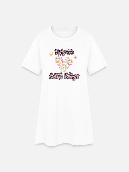 Genieße die kleinen Dinge - Frauen T-Shirt-Kleid - Weiß