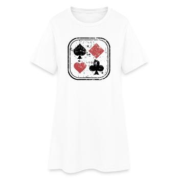 Pique carreaux de coeur croisé used look pour joueur de poker - Robe T-shirt Femme - blanc - Devant