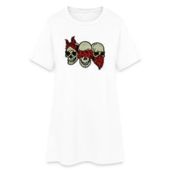 Trois crânes avec un masque oculaire rouge / Trois crânes - Robe T-shirt Femme - blanc - Devant