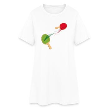 deux raquettes de ping-cong avec balle - Robe T-shirt Femme - blanc - Devant