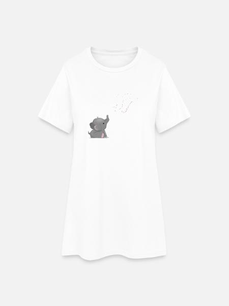 Elephant - Frauen T-Shirt-Kleid - Weiß