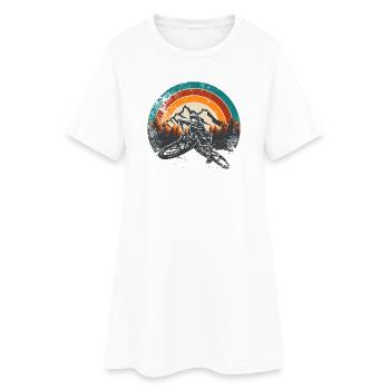 Retro Mountain MTB Sunset - Frauen T-Shirt-Kleid - Weiß - Vorne