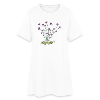 Florale Wildblumenzeichnung - Frauen T-Shirt-Kleid - Weiß - Vorne