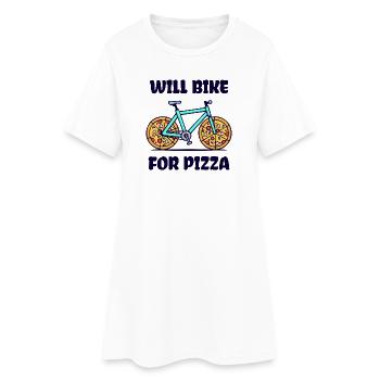 Lustig Pizza Biker Fahrrad Statement Bmx - Frauen T-Shirt-Kleid - Weiß - Vorne