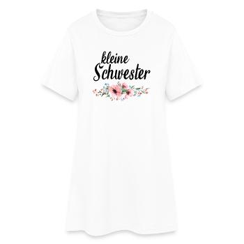 Blumenmuster mit Pastellakzenten - Frauen T-Shirt-Kleid - Weiß - Vorne