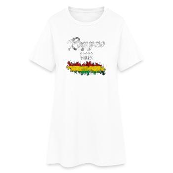 Reggae Vibes Noir Imprimé Cascade - Robe T-shirt Femme - blanc - Devant
