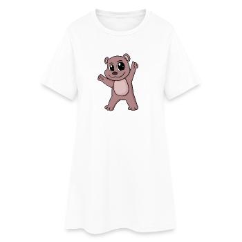 Bär - Frauen T-Shirt-Kleid - Weiß - Vorne