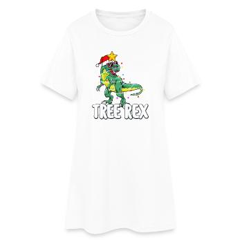 Trex Weihnachtsbaum Baum Rex Dinosaurier Familienfeier - Frauen T-Shirt-Kleid - Weiß - Vorne