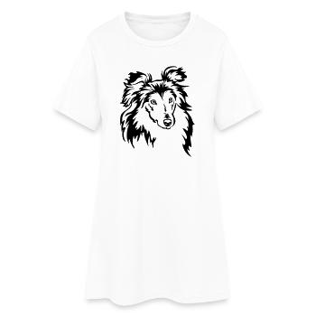 Sheltie Kopf - Frauen T-Shirt-Kleid - Weiß - Vorne