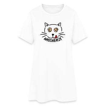 Naschkatze - Frauen T-Shirt-Kleid - Weiß - Vorne