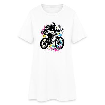 VTT - Vélo de montagne coloré - Mountain Biker - Robe T-shirt Femme - blanc - Devant