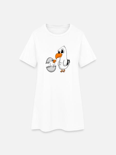 Möwe mit Baby Möwe - Frauen T-Shirt-Kleid - Weiß