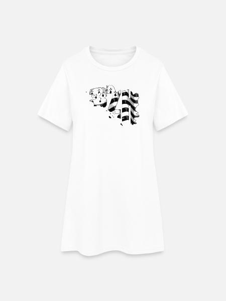 Bretagne - Frauen T-Shirt-Kleid - Weiß