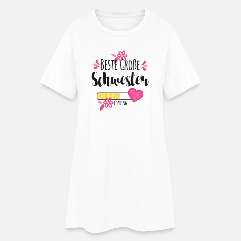 Beste Große Schwester Loading - Frauen T-Shirt-Kleid - Weiß