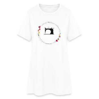 machine à coudre stylisée nostalgique avec boutons - Robe T-shirt Femme - blanc - Devant