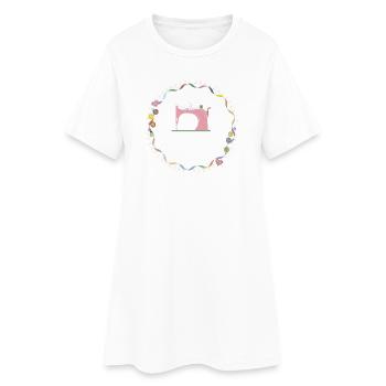 machine à coudre colorée nostalgique avec boutons - Robe T-shirt Femme - blanc - Devant