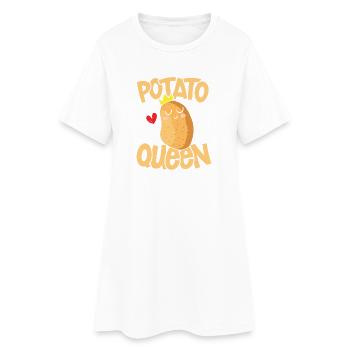 Potato queen - Frauen T-Shirt-Kleid - Weiß - Vorne