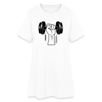 Fitness GYM poids d’haltère avec poing - Robe T-shirt Femme - blanc - Devant