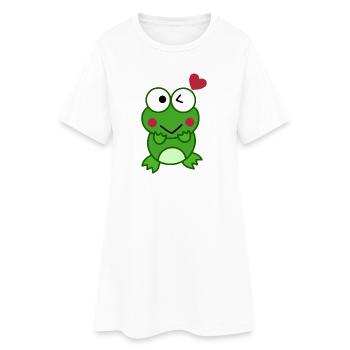 Grenouille amoureuse de cœurs – Love Design - Robe T-shirt Femme - blanc - Devant
