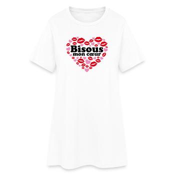 Bisous mon cœur Phrase romantique couple amoureux - Robe T-shirt Femme - blanc - Devant