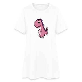 Dino Motiv - Frauen T-Shirt-Kleid - Weiß - Vorne