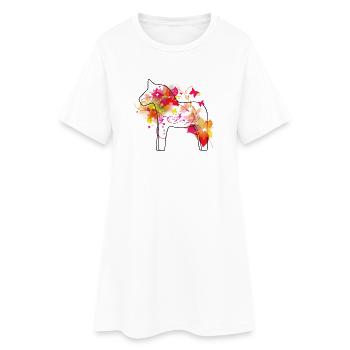 Dala Cheval Coloré - Robe T-shirt Femme - blanc - Devant