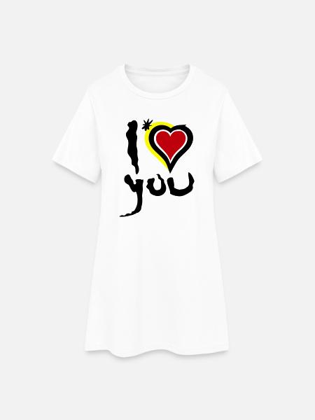 Je t’aime Heart Abstract Art Saint-Valentin - Robe T-shirt Femme - blanc