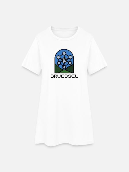 Brüssel - Frauen T-Shirt-Kleid - Weiß
