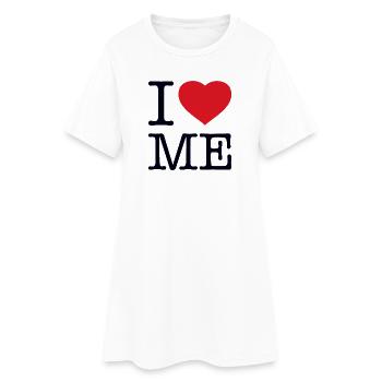 I LOVE ME - Frauen T-Shirt-Kleid - Weiß - Vorne