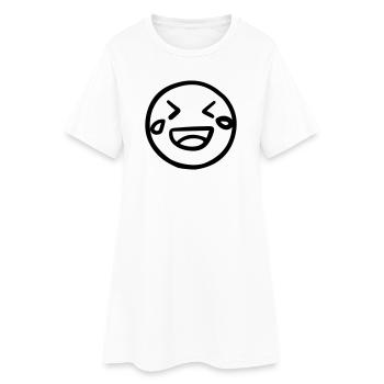 Visage rieur avec des larmes de joie - Robe T-shirt Femme - blanc - Devant