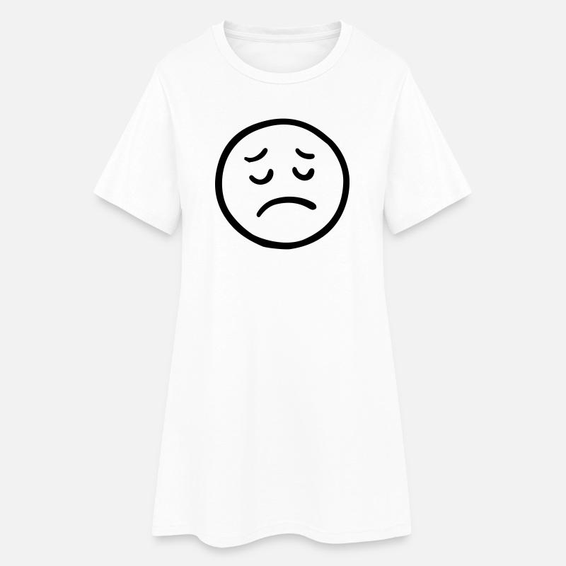 Visage triste avec un regard pensif - Robe T-shirt Femme - blanc