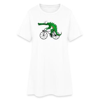 Crocodile avec vélo - Robe T-shirt Femme - blanc - Devant