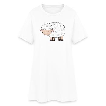 Schaf Schafe - Frauen T-Shirt-Kleid - Weiß - Vorne