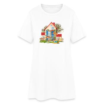 Dream house to fall in love with - Villa with large garden - Women’s T-Shirt Dress - white - Front