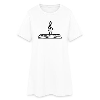 Piano avec touche de musique, clavier - Robe T-shirt Femme - blanc - Devant