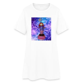 Glitzerstern Figurensommer - Frauen T-Shirt-Kleid - Weiß - Vorne