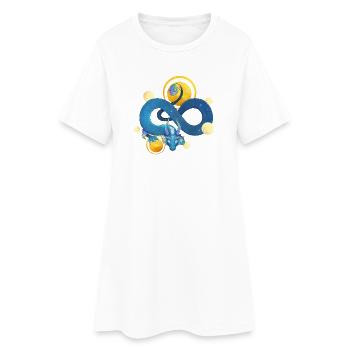 Blue Ink Spirits - Dragon Bleu Arc-En-Ciel et Or - Robe T-shirt Femme - blanc - Devant